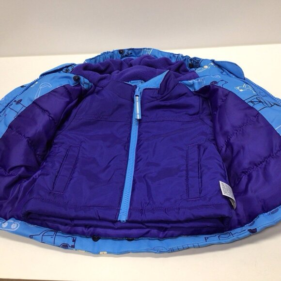 Cat & Jack NWT Zip-Up Winter 3-In-1 Jacket Blue Trucks Size 12 Months Flaw - Picture 5 of 12